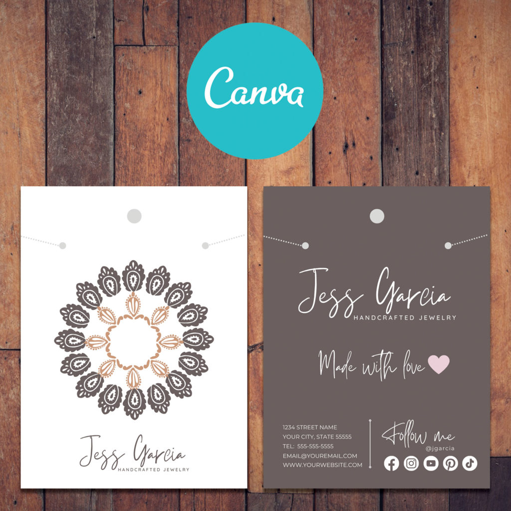 Printable Necklace Card Templates [Bundle of 5 Editable Canva Templates ...