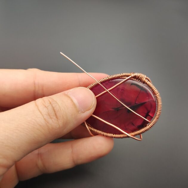 Wire-Wrapping Red Oval Shape Pendant Tutorials