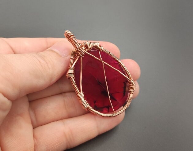 Wire-Wrapping Red Oval Shape Pendant Tutorials