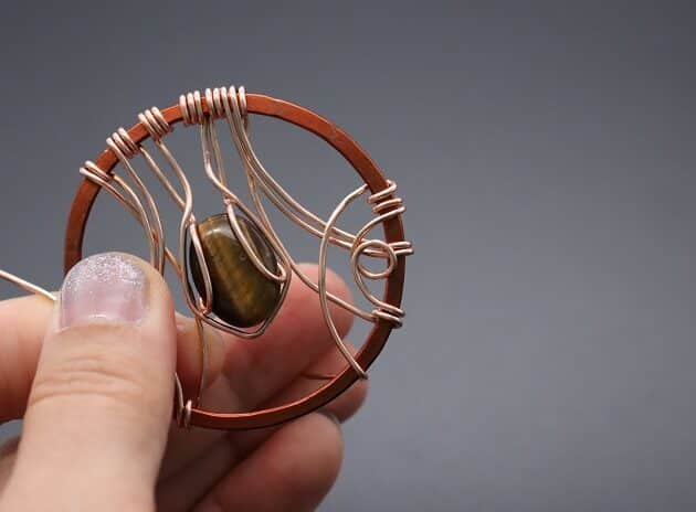 Wire-wrapping Circular Artisan Brown Gemstone Pendant Tutorial 101