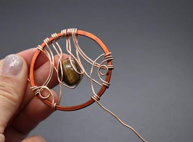 Wire-wrapping Circular Artisan Brown Gemstone Pendant Tutorial 105