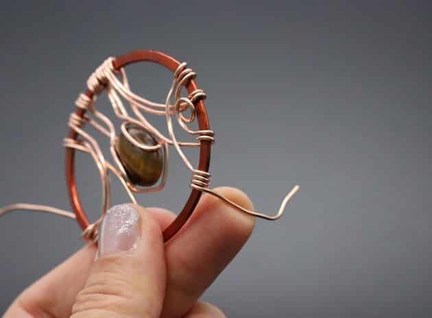Wire-wrapping Circular Artisan Brown Gemstone Pendant Tutorial 107