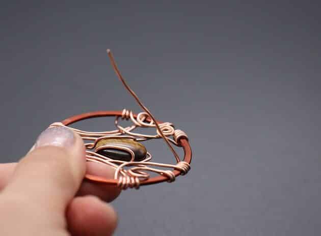 Wire-wrapping Circular Artisan Brown Gemstone Pendant Tutorial 123