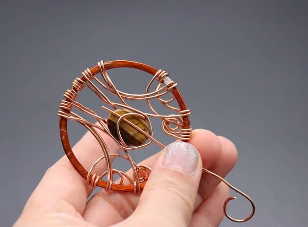Wire-wrapping Circular Artisan Brown Gemstone Pendant Tutorial 128