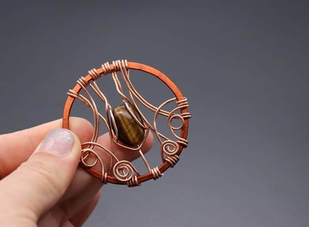 Wire-wrapping Circular Artisan Brown Gemstone Pendant Tutorial 137
