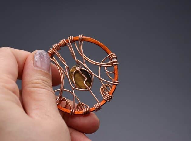 Wire-wrapping Circular Artisan Brown Gemstone Pendant Tutorial 139