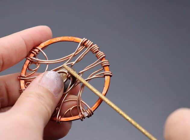 Wire-wrapping Circular Artisan Brown Gemstone Pendant Tutorial 140
