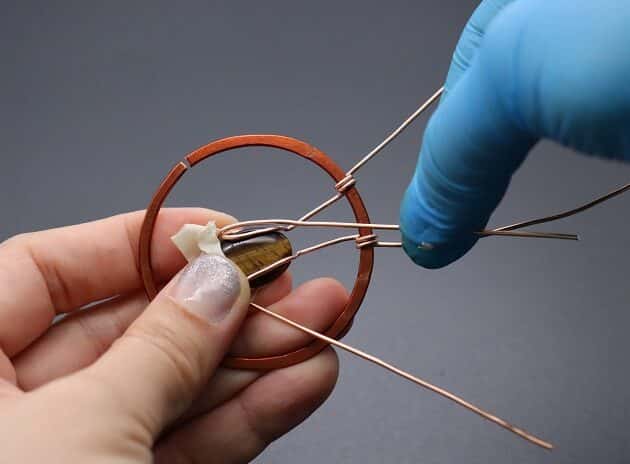 Wire-wrapping Circular Artisan Brown Gemstone Pendant Tutorial 46