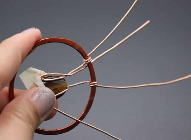 Wire-wrapping Circular Artisan Brown Gemstone Pendant Tutorial 48