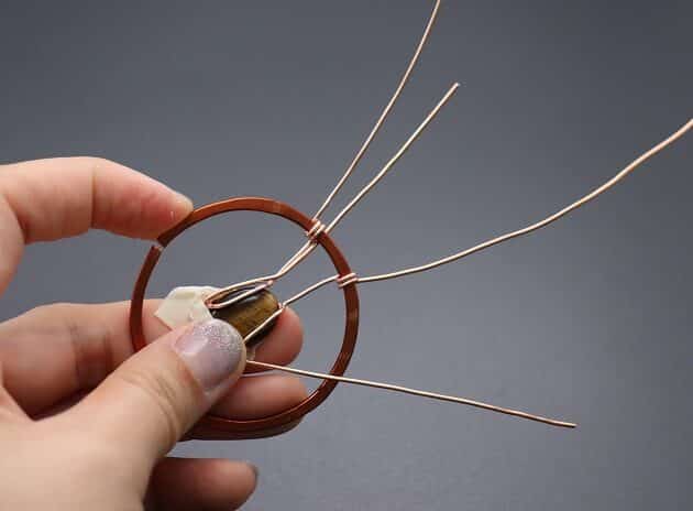 Wire-wrapping Circular Artisan Brown Gemstone Pendant Tutorial 49