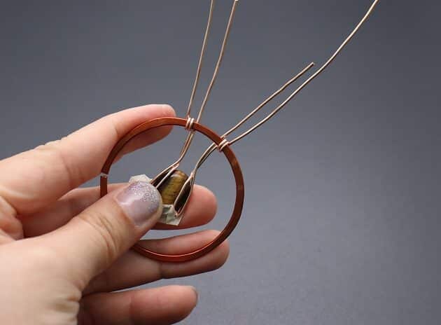 Wire-wrapping Circular Artisan Brown Gemstone Pendant Tutorial 51