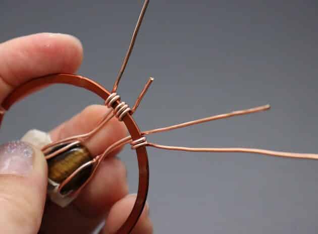 Wire-wrapping Circular Artisan Brown Gemstone Pendant Tutorial 55