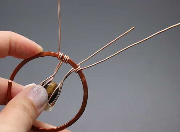 Wire-wrapping Circular Artisan Brown Gemstone Pendant Tutorial 57