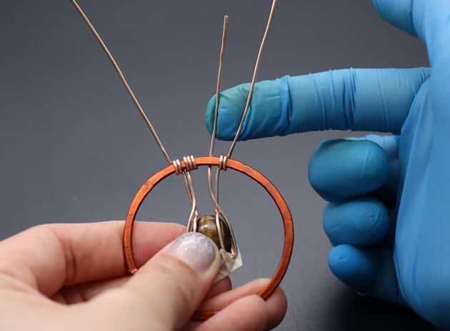 Wire-wrapping Circular Artisan Brown Gemstone Pendant Tutorial 58