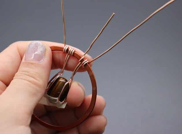 Wire-wrapping Circular Artisan Brown Gemstone Pendant Tutorial 59