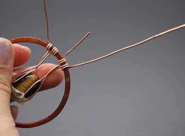 Wire-wrapping Circular Artisan Brown Gemstone Pendant Tutorial 60