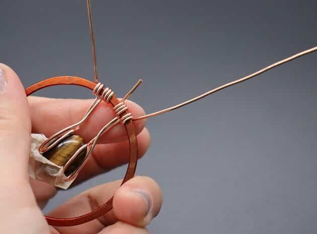 Wire-wrapping Circular Artisan Brown Gemstone Pendant Tutorial 61