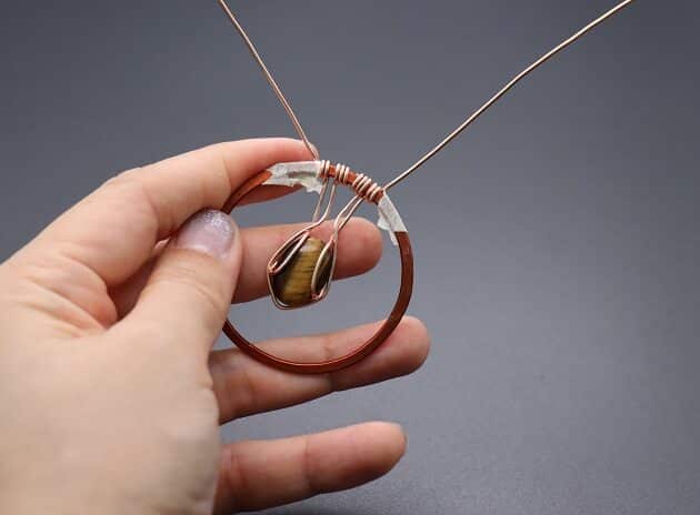Wire-wrapping Circular Artisan Brown Gemstone Pendant Tutorial 63