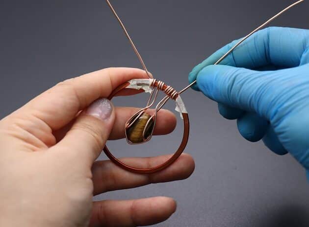 Wire-wrapping Circular Artisan Brown Gemstone Pendant Tutorial 64