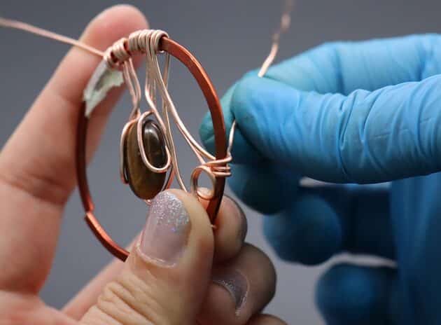 Wire-wrapping Circular Artisan Brown Gemstone Pendant Tutorial 81