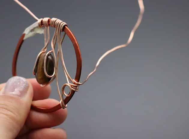 Wire-wrapping Circular Artisan Brown Gemstone Pendant Tutorial 83