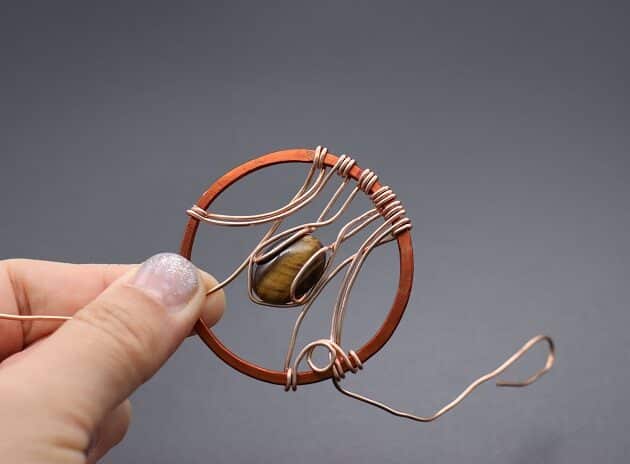Wire-wrapping Circular Artisan Brown Gemstone Pendant Tutorial 91