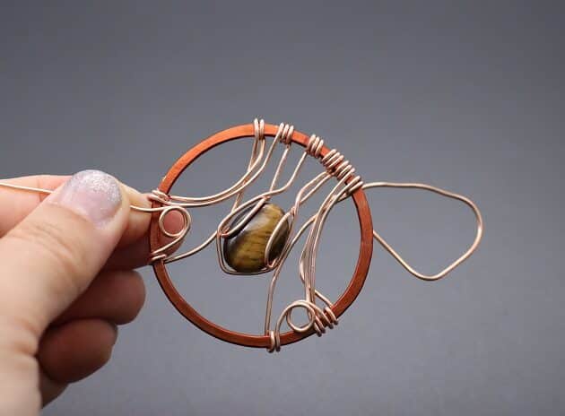 Wire-wrapping Circular Artisan Brown Gemstone Pendant Tutorial 95