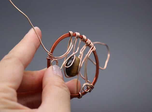 Wire-wrapping Circular Artisan Brown Gemstone Pendant Tutorial 97
