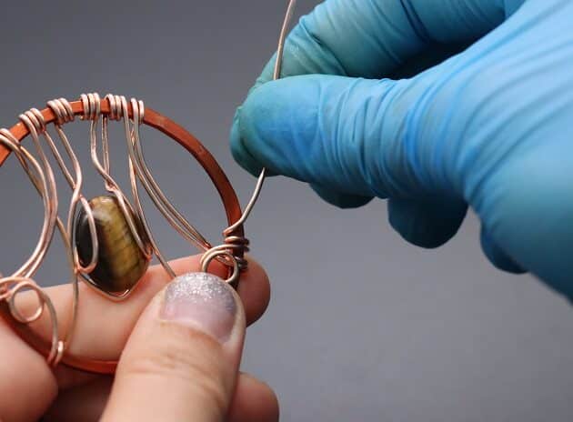 Wire-wrapping Circular Artisan Brown Gemstone Pendant Tutorial 98