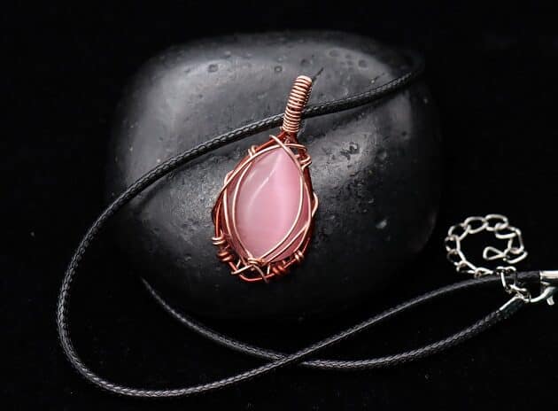 Wire-Wrapping Alluring Pink Teardrop Cabochon Pendant Tutorial 0