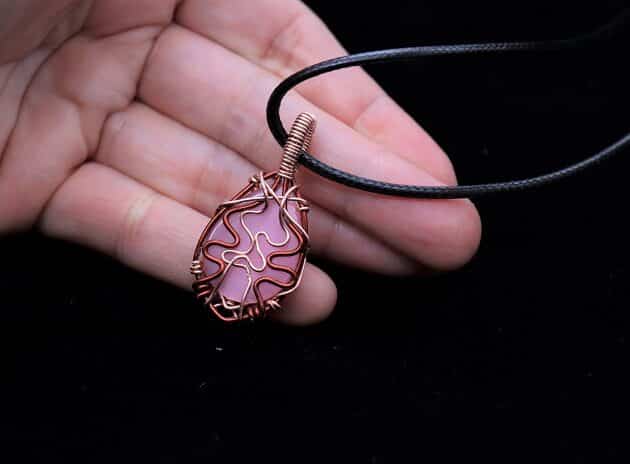 Wire-Wrapping Alluring Pink Teardrop Cabochon Pendant Tutorial 1