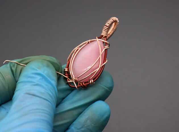 Wire-Wrapping Alluring Pink Teardrop Cabochon Pendant Tutorial 102