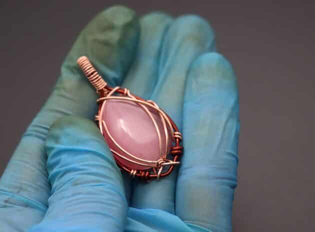 Wire-Wrapping Alluring Pink Teardrop Cabochon Pendant Tutorial 104