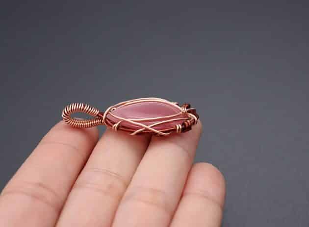 Wire-Wrapping Alluring Pink Teardrop Cabochon Pendant Tutorial 108