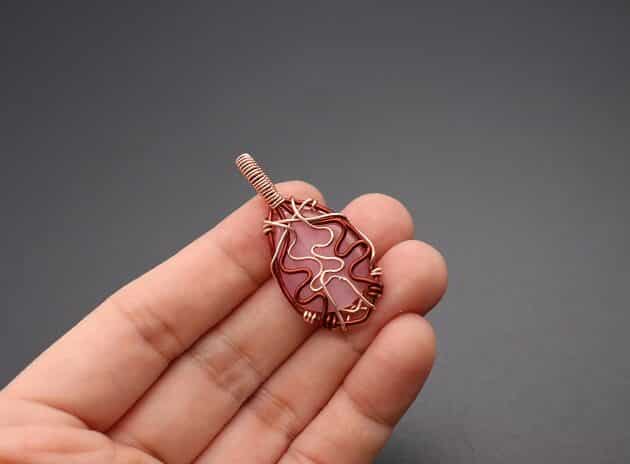 Wire-Wrapping Alluring Pink Teardrop Cabochon Pendant Tutorial 109