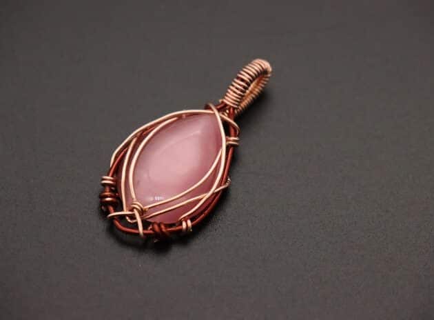Wire-Wrapping Alluring Pink Teardrop Cabochon Pendant Tutorial 110