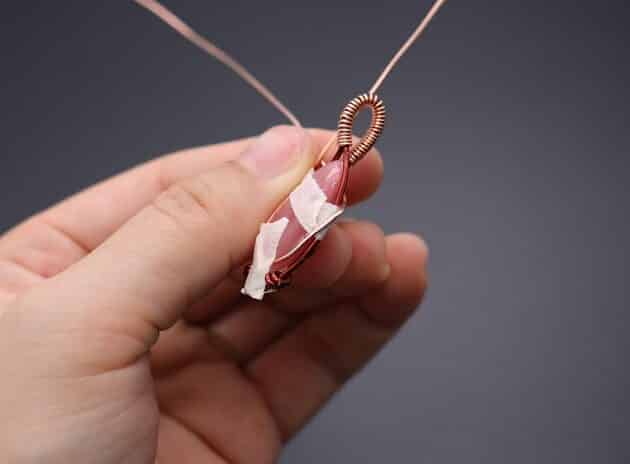 Wire-Wrapping Alluring Pink Teardrop Cabochon Pendant Tutorial 50