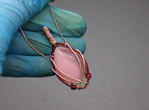 Wire-Wrapping Alluring Pink Teardrop Cabochon Pendant Tutorial 67