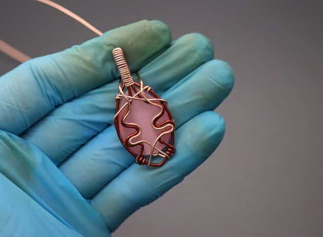 Wire-Wrapping Alluring Pink Teardrop Cabochon Pendant Tutorial 72