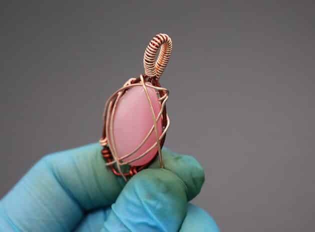 Wire-Wrapping Alluring Pink Teardrop Cabochon Pendant Tutorial 86