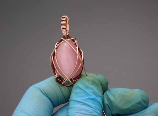 Wire-Wrapping Alluring Pink Teardrop Cabochon Pendant Tutorial 87