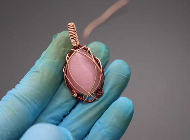 Wire-Wrapping Alluring Pink Teardrop Cabochon Pendant Tutorial 90