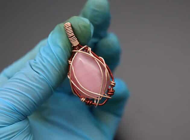 Wire-Wrapping Alluring Pink Teardrop Cabochon Pendant Tutorial 97