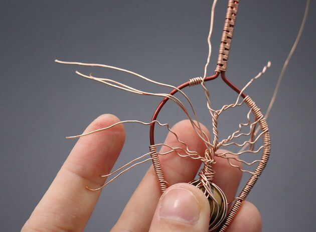 Wire-Wrapping Tree Of Life With Brown Gemstone In Roots Teardrop Pendant Tutorial 125