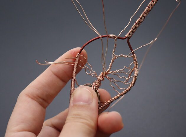 Wire-Wrapping Tree Of Life With Brown Gemstone In Roots Teardrop Pendant Tutorial 126