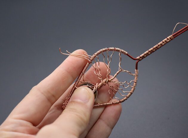 Wire-Wrapping Tree Of Life With Brown Gemstone In Roots Teardrop Pendant Tutorial 144