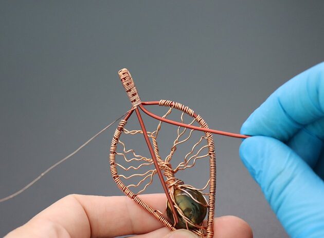 Wire-Wrapping Tree Of Life With Brown Gemstone In Roots Teardrop Pendant Tutorial 157
