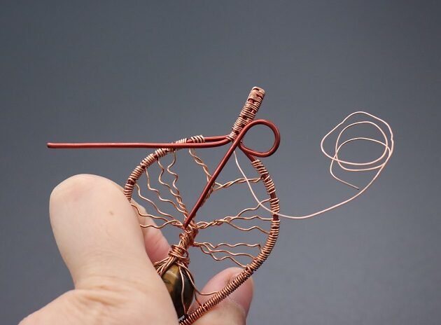 Wire-Wrapping Tree Of Life With Brown Gemstone In Roots Teardrop Pendant Tutorial 161