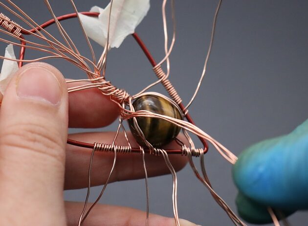 Wire-Wrapping Tree Of Life With Brown Gemstone In Roots Teardrop Pendant Tutorial 55