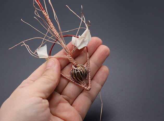 Wire-Wrapping Tree Of Life With Brown Gemstone In Roots Teardrop Pendant Tutorial 84